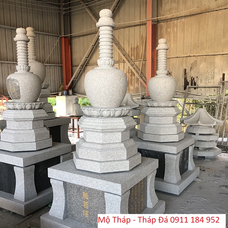 Mộ Tháp Đá Phật Giáo 3 Tầng – Đá Tự Nhiên Nguyên Khối 7 Mộ tháp đá thờ tro cốt bằng đá tự nhiên