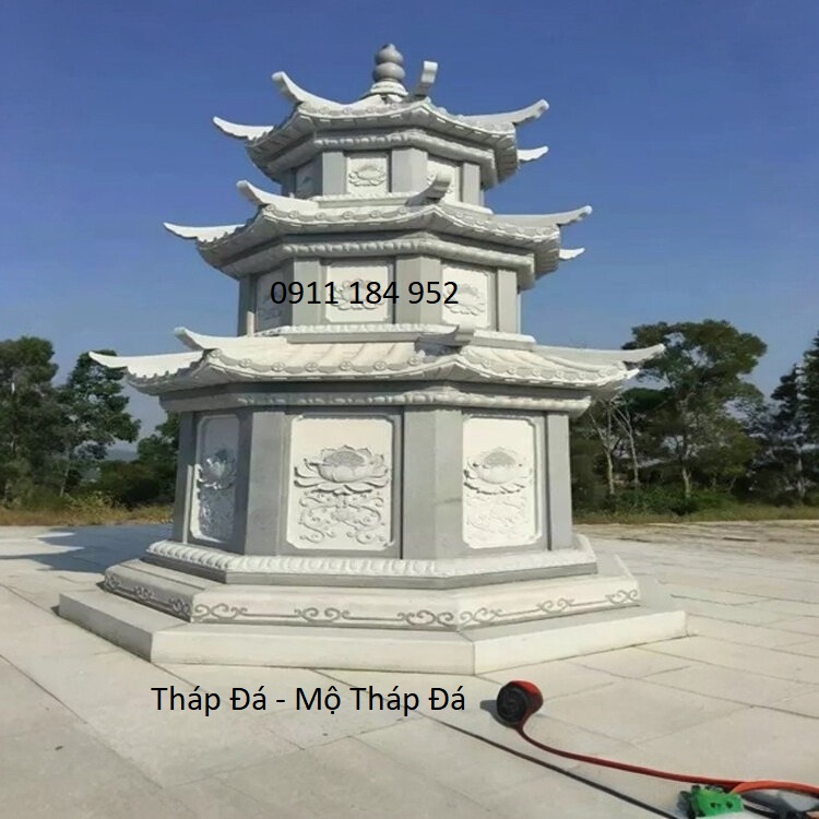 Mộ Tháp Đá Phật Giáo 3 Tầng – Đá Tự Nhiên Nguyên Khối 10 tháp đá , mộ tháp đá , tháp đá thờ tro cốt, tháp đá phật giáo , mộ tháp