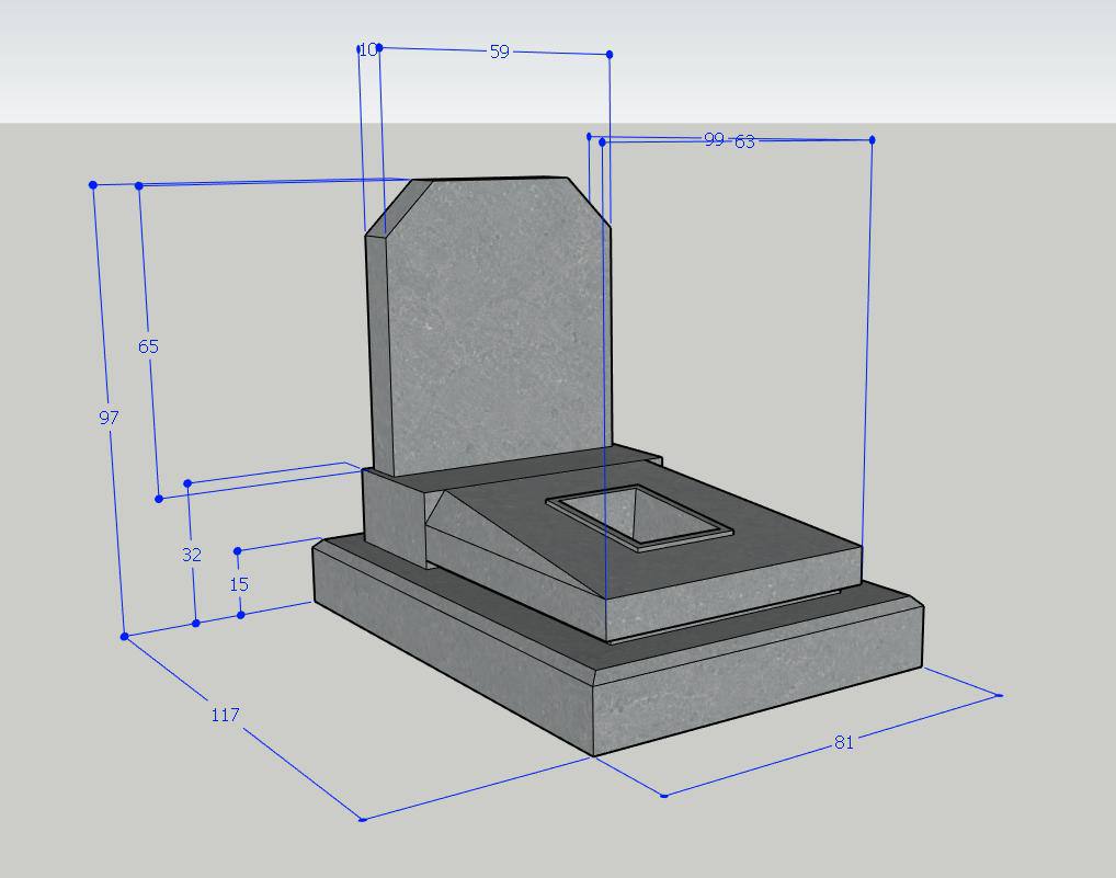 Mộ tam cấp đá xanh đen nguyên khối kích thước 127x81x90 cm tại xưởng Ninh Vân