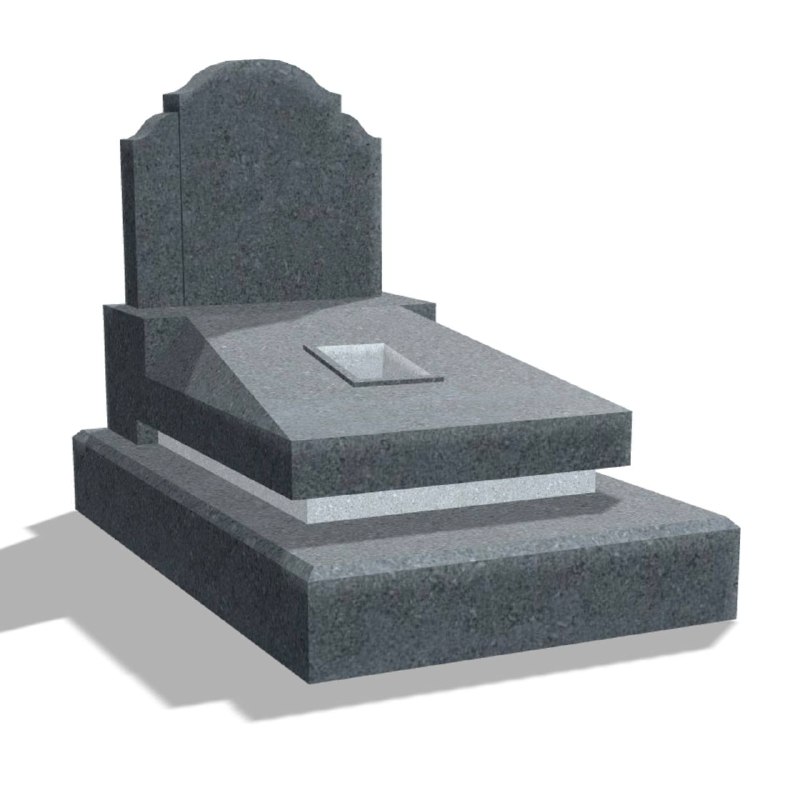 Mộ đá nguyên khối granite Campuchia, gồm 3 khối đá, mài bóng, kích thước 127x81x97cm